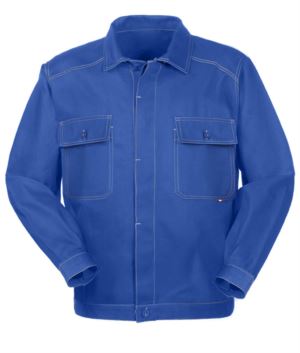 Abnehmbare Arbeitsjacke aus Baumwolle mit Taschen. Farbe Koenigsblau 