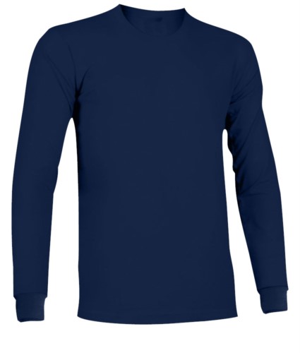 Langaermeliges, feuerhemmendes und antistatisches T-Shirt mit elastischem Rundhalsausschnitt und Manschetten, Farbe Marineblau. Zertifiziert nach EN 1149-5, EN 11612:2009