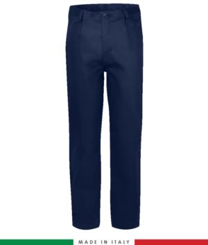  Zweifarbige Multipro Hose, mehrteilig, farbiges Profil an den Taschen, Made in Italy, zertifiziert nach EN 11611, EN 1149-5, EN 13034, CEI EN 61482-1-2:2008, EN 11612:2009, Farbe marineblau