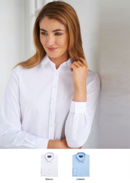 Elegantes Hemd fuer Frauen, Polyester und Baumwolle, aus leichtem Eisengewebe und leichter Passform. Ideal fuer Empfangspersonal, Hostessen, Hoteliers