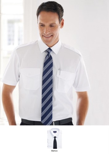 Weisses Hemd mit klassischem Schnitt, Polyester- und Baumwollstoff mit charakteristischem Buegelgenuss.  Ideal fuer Traeger-, Hotel- und Rezeptionistenuniformen
