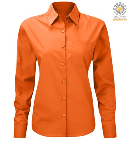Damen Langarmhemd fuer die Arbeit einheitlich orange Farbe