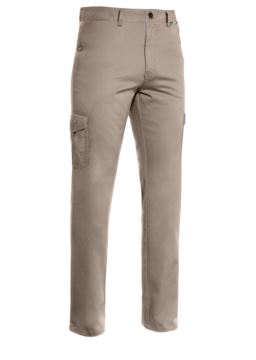 Leichte Multi-Pocket-Hose, gefuettert mit gestreiftem Stoff. Farbe Taubengrau