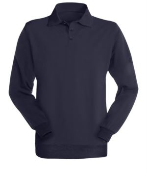 Langarm-Poloshirt, Multi norm, drei Knoepfe, Farbe blau; zertifiziert nach EN 1149-5, EN 1149-5, EN 11612:2009, EN 531:97