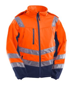 Warnschutzjacke mit Hemdkragen, Brusttaschen, Doppelband an Taille und Ärmeln, zertifiziert nach EN 20471, Farbe orange