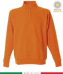Kurzes Reissverschluss Sweatshirt, gerippter Ausschnitt, gerippte Manschetten und Saum, Made in Italy, Farbe orange JR988557.AR