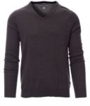 V-Ausschnitt Pullover mit gerippten Ärmeln und Taille, Farbe grau PABUSINESS.GRM