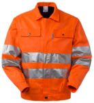 Warnschutzjacke mit Hemdkragen, Brusttaschen, Doppelband an Taille und Ärmeln, zertifiziert nach EN 20471, Farbe orange ROA1011799