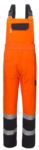 Zweifarbige, gut sichtbare Laetzchen, mit zentraler Tasche am Laetzchen, verstellbare Schultergurte, Doppelband an der Unterseite des Beines, zertifiziert nach EN 20471, Farbe orange und blau ROA50130.AR