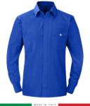 Feuerfestes Hemd, antistatisch, langarmiges Antazidum, Brusttasche, Made in Italy, zertifiziert nach EN 1149-5, EN 13034, EN 14116:2008, Farbe koenigsblau RU801T54.AZ