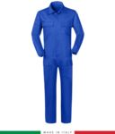 Multipro Overall, mit mehreren Taschen, Made in Italy, elastische Manschetten, elastische Taille, zertifiziert nach EN 11611, EN 1149-5, EN 13034, CEI EN 61482-1-2:2008, EN 11612:2009, Farbe blau RU710T06.AZ