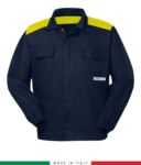 Zweifarbige Multipro-Jacke, verdeckter Knopfverschluss, zwei Brusttaschen, elastische Aermelbuendchen, Farbeinsaetze an Schultern und Innenkragen, Made in Italy, Farbe marineblau/rot RU315APLT06.BLG