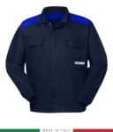 Zweifarbige Multipro-Jacke, verdeckter Knopfverschluss, zwei Brusttaschen, elastische Aermelbuendchen, Farbeinsaetze an Schultern und Innenkragen, Made in Italy, Farbe marineblau/rot RU315APLT06.BLAZ