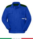 Zweifarbige Multipro-Jacke, verdeckter Knopfverschluss, zwei Brusttaschen, elastische Aermelbuendchen, Farbeinsaetze an Schultern und Innenkragen, Made in Italy, Farbe koenigsblau/rot RU315APLT06.AZV