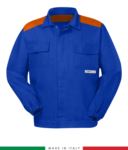 Zweifarbige Multipro-Jacke, verdeckter Knopfverschluss, zwei Brusttaschen, elastische Aermelbuendchen, Farbeinsaetze an Schultern und Innenkragen, Made in Italy, Farbe koenigsblau/rot RU315APLT06.AZA