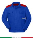 Zweifarbige Multipro-Jacke, verdeckter Knopfverschluss, zwei Brusttaschen, elastische Aermelbuendchen, Farbeinsaetze an Schultern und Innenkragen, Made in Italy, Farbe koenigsblau/rot RU315APLT06.AZR