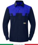 Zweifarbiges Multipro Hemd, langarm, zwei Brusttaschen, Made in Italy, zertifiziert nach EN 1149-5, EN 13034, EN 14116:2008, Farbe marineblau/ rot RU801BICT54.BLAZ