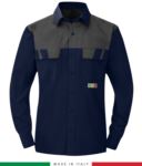 Zweifarbiges Multipro Hemd, langarm, zwei Brusttaschen, Made in Italy, zertifiziert nach EN 1149-5, EN 13034, EN 14116:2008, Farbe marineblau/ rot RU801BICT54.BLGR