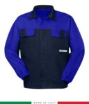 weifarbige Jacke, verdeckter Knopfverschluss, zwei Brusttaschen, elastische Aermelbuendchen, Farbeinsaetze an Schultern und Innenkragen, Made in Italy, Farbe marineblau/ rot RU315BICT06.BLAZ