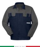 weifarbige Jacke, verdeckter Knopfverschluss, zwei Brusttaschen, elastische Aermelbuendchen, Farbeinsaetze an Schultern und Innenkragen, Made in Italy, Farbe marineblau/ rot RU315BICT06.BLGR