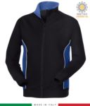 Arbeits-Sweatshirt mit langem Reissverschluss marineblau mit koenigsblauem Band aus Italien JR989600.BL