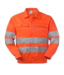 Warnschutzjacke mit Hemdkragen, Brusttaschen, Doppelband an Taille und Ärmeln, zertifiziert nach EN 20471, Farbe orange ROA10117