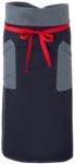 Kochschuerze, Frontverschluss an der Taille mit rotem Band, zwei Fronttaschen, Farbe graublaue  ROMD2901.BL
