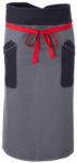 Kochschuerze, Frontverschluss an der Taille mit rotem Band, zwei Fronttaschen, Farbe graublaue  ROMD2901.GR