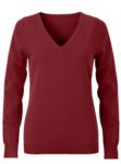 Damen V-Ausschnitt aermelloser Pullover mit elastischem Ripp-Ausschnitt und Manschetten, 100% Baumwollstrickware. Farbe anthrazit melange
 X-JN658.BO