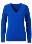 Damen V-Ausschnitt aermelloser Pullover mit elastischem Ripp-Ausschnitt und Manschetten, 100% Baumwollstrickware. Farbe anthrazit melange
 X-JN658.BR