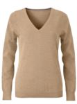 Damen V-Ausschnitt aermelloser Pullover mit elastischem Ripp-Ausschnitt und Manschetten, 100% Baumwollstrickware. Farbe anthrazit melange
 X-JN658.CA