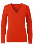 Damen V-Ausschnitt aermelloser Pullover mit elastischem Ripp-Ausschnitt und Manschetten, 100% Baumwollstrickware. Farbe anthrazit melange
 X-JN658.DO