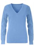 Damen V-Ausschnitt aermelloser Pullover mit elastischem Ripp-Ausschnitt und Manschetten, 100% Baumwollstrickware. Farbe anthrazit melange
 X-JN658.GL