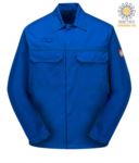 Saeurefeste Jacke, verdeckter Knopfverschluss, zwei Brusttaschen, zertifiziert nach EN 13034, Farbe Royalblau POCR10.AZ