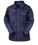 Feuerfeste Jacke, zwei Front und Brusttaschen, Druckknopfverschluss, Hinterlueftung, marineblau. CE-zertifiziert, EN 11611, EN 11612:2009 COV265.BL