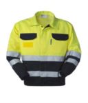 Warnschutzjacke mit Hemdkragen, Brusttaschen, Doppelband an Taille und Ärmeln, zertifiziert nach EN 20471, Farbe gelb/blau ROA10130.GI