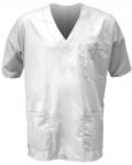Unisex Krankenhausjacke, V-Ausschnitt, kurze Aermel, linke Brusttasche und aufgesetzte rechte Vordertasche, Farbe blau ROMS1301.BI